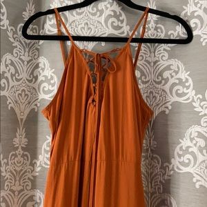 F21 Large Rust Tie-up Maxi Dress
